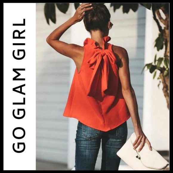 Glam Girl Fashion Tops - NWT LAST 1 - SIZE LARGE!  Back of Neck Tie Blouse